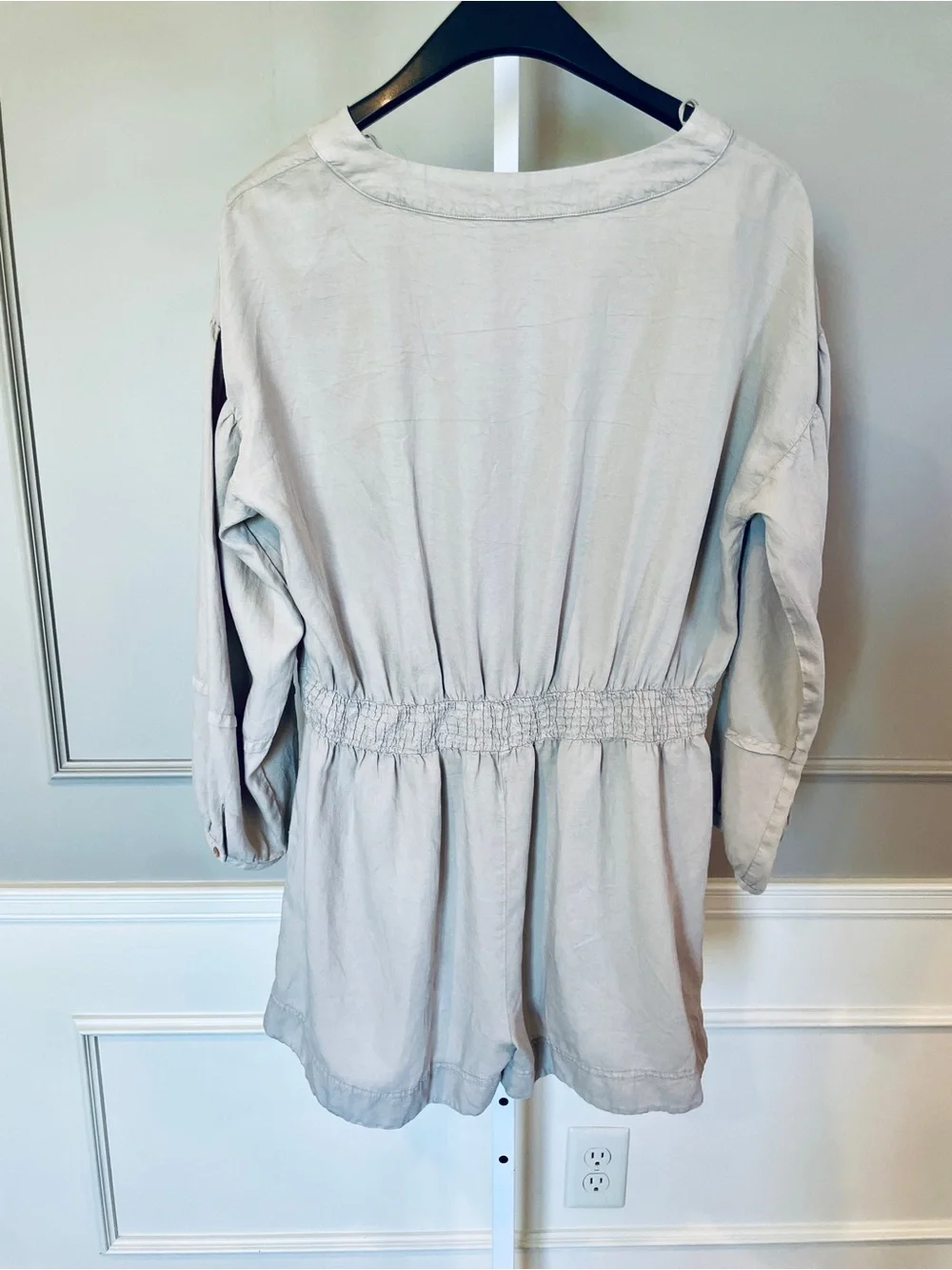 Zara New Romper Shorts Large Long Sleeve lyocell Elastic Playsuit NWT Casual